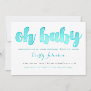 Aquarelle moderne bébé garçon douche Invitations