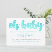 Aquarelle moderne bébé garçon douche Invitations (Debout devant)