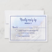 Aquarelle moderne Bleu Blanc Mariage grec RSVP (Dos)