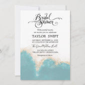 Aquarelle moderne Bleu Douche nuptiale Invitation (Devant)