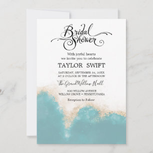 Aquarelle moderne Bleu Douche nuptiale Invitation