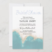 Aquarelle moderne Bleu Douche nuptiale Invitation (Devant)