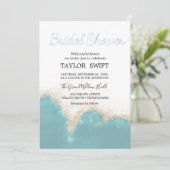 Aquarelle moderne Bleu Douche nuptiale Invitation (Debout devant)