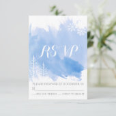 Aquarelle moderne bleu mariage d'hiver RSVP répons (Debout devant)