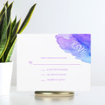 Aquarelle moderne bleu pourpre RSVP Insérer des ca<br><div class="desc">Jolie carte mariage de réponse RSVP moderne aquarelle. Couleurs turquoise violet pastel. Parfait pour la destination de la plage thèmes de mariage, Bat / Bar Mitzvah, Anniversaire, Anniversaire, etc... . Eau / conception océanique. Cartes modifiables - facile d'ajouter vos informations ou de modifier la police, la couleur et la taille...</div>