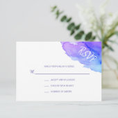 Aquarelle moderne bleu pourpre RSVP Insérer des ca (Debout devant)