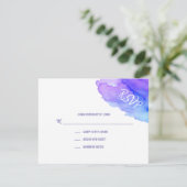 Aquarelle moderne bleu pourpre RSVP Insérer des ca (Debout devant)