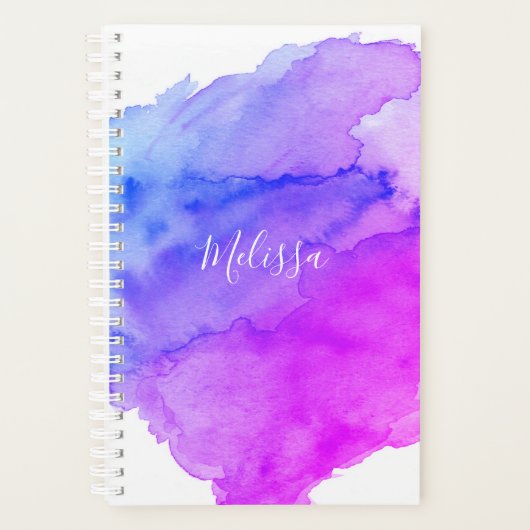 Aquarelle moderne bleu rose | Ajouter un nom (Devant)