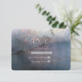 Aquarelle moderne Bleu & Rose Rose or Réponse RSVP (Debout devant)