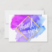 Aquarelle moderne bleu violet MERCI Turquoise (Devant)