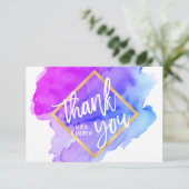 Aquarelle moderne bleu violet MERCI Turquoise (Debout devant)