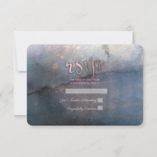 Aquarelle moderne bleue et rose or RSVP réponse