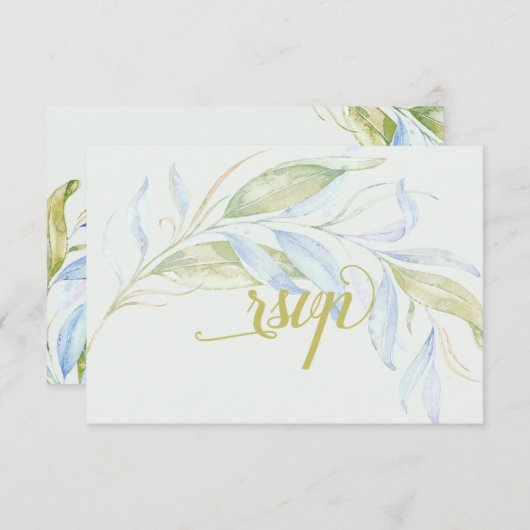 Aquarelle Moderne Boho Branches en feuilles RSVP (Devant / Derrière)