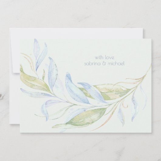 Aquarelle Moderne Boho Branches Feuilles Merci (Dos)