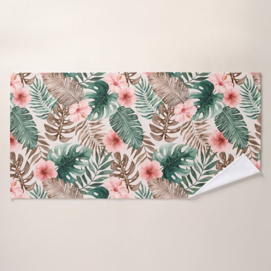 Aquarelle moderne Boho Tropical Floral (Serviette de bain)