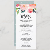 Aquarelle moderne Botanique Floral Menu Mariage (Devant / Derrière)