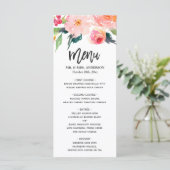 Aquarelle moderne Botanique Floral Menu Mariage (Debout devant)