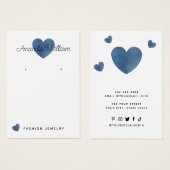 Aquarelle moderne Boucles d'oreille du coeur bleu (Devant & derrière)