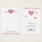 Aquarelle moderne Boucles d'oreille rose Coeur Car (Devant & derrière)