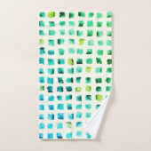 Aquarelle moderne Carré bleu vert Motif (Serviette à main)