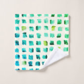 Aquarelle moderne Carré bleu vert Motif (Gant de toilette)