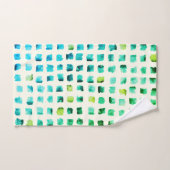 Aquarelle moderne Carré bleu vert Motif (Serviette à main)
