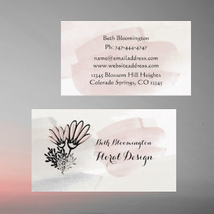 Aquarelle moderne Carte de visite fleuri rose