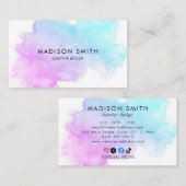 Aquarelle moderne | CARTE DE VISITE TURQUOISE (Devant / Derrière)