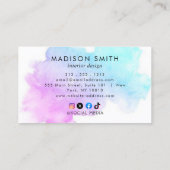 Aquarelle moderne | CARTE DE VISITE TURQUOISE (Dos)