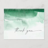 Aquarelle moderne | Carte postale Merci vert (Devant)
