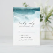 Aquarelle moderne | Carte Turquoise RSVP simple (Debout devant)