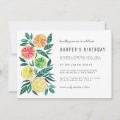 Aquarelle moderne Citrus Invitation fête d'anniver (Devant)