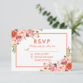 Aquarelle moderne Coral Floral RSVP Mariage (Debout devant)