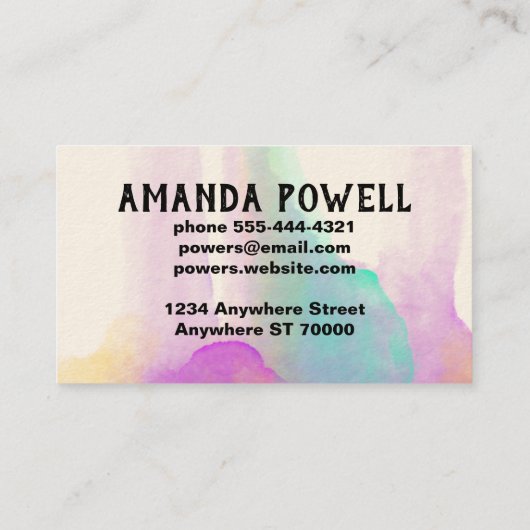 aquarelle moderne coutume carte de visite modèles (Dos)