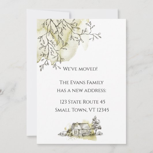 Aquarelle moderne Croquis Faire-part de déplacemen (Devant)