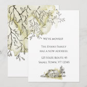 Aquarelle moderne Croquis Faire-part de déplacemen (Devant / Derrière)
