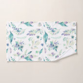 Aquarelle moderne de lavande de vert de jade (Serviette à main)