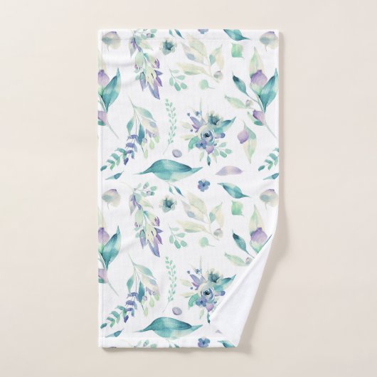 Aquarelle moderne de lavande de vert de jade (Serviette à main)