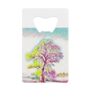 Aquarelle moderne des arbres enneigés colorés