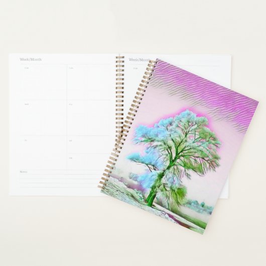 Aquarelle moderne du carnet des arbres enneigés co (Devant avec enveloppe)