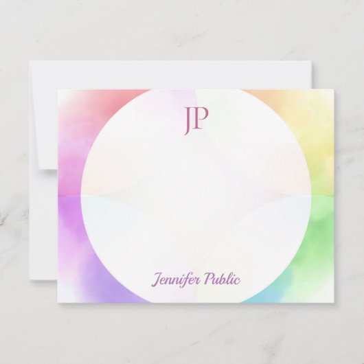 Aquarelle moderne Élégant Modèle Script Monogramme (Devant)