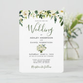 Aquarelle moderne Faire-part de mariage vert flora (Debout devant)