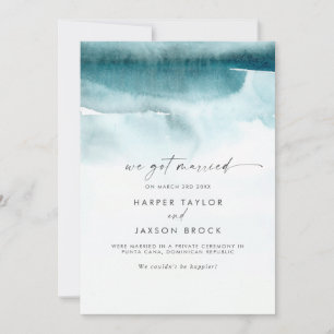 Aquarelle moderne   Faire-part Elopement Turquoise