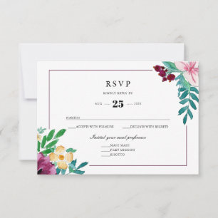 Aquarelle moderne fleurit Mariage RSVP