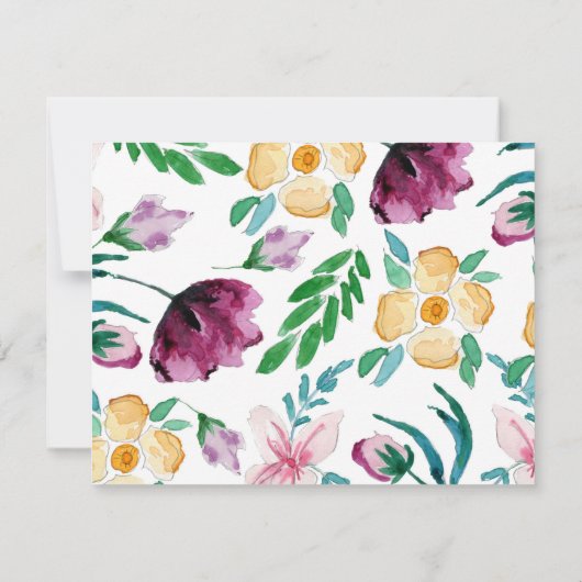 Aquarelle moderne fleurit Merci Mariage (Dos)