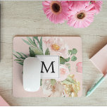 Aquarelle moderne Fleurs roses Monogrammes<br><div class="desc">Aquarelle moderne Fleurs roses Monogrammes</div>