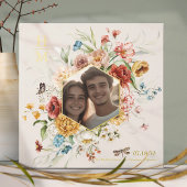 Aquarelle moderne Floral Couple Photo Mariage or