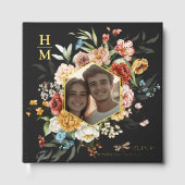 Aquarelle moderne Floral Couple Photo Mariage or (Recto)