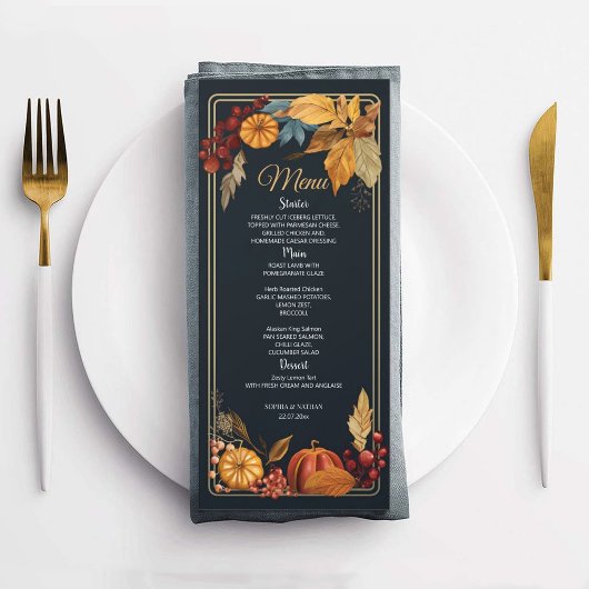 Aquarelle moderne Floral Elégant Mariage Menu