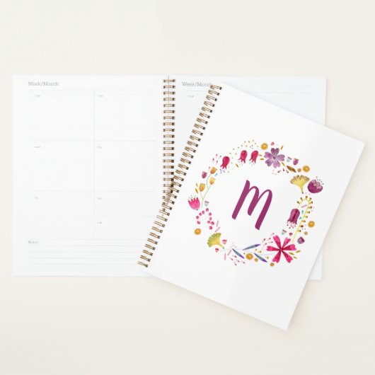 Aquarelle moderne Floral Garland Monogramme (Devant avec enveloppe)